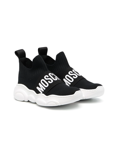 Shop Moschino Logo-print Hi-top Sneakers In Black