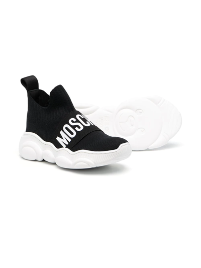 Shop Moschino Logo-print Hi-top Sneakers In Black