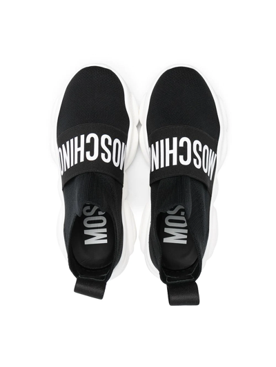 Shop Moschino Logo-print Hi-top Sneakers In Black