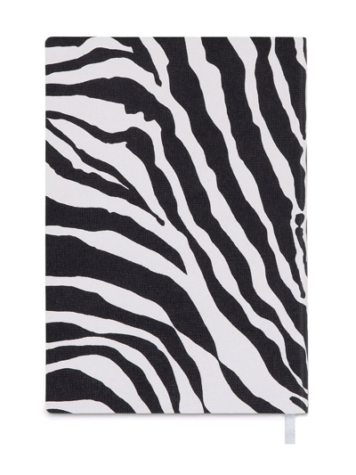 Dolce & Gabbana Medium Zebra-print Leather Ruled Notebook In Black