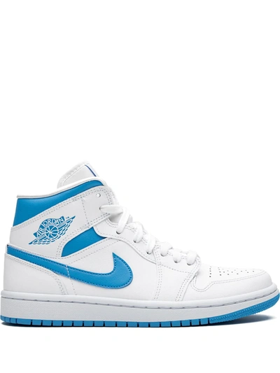 Shop Jordan Air  1 Mid "unc" Sneakers In White