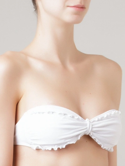 Shop Amir Slama Ruffled Trim Bandeau Bikini Top In White