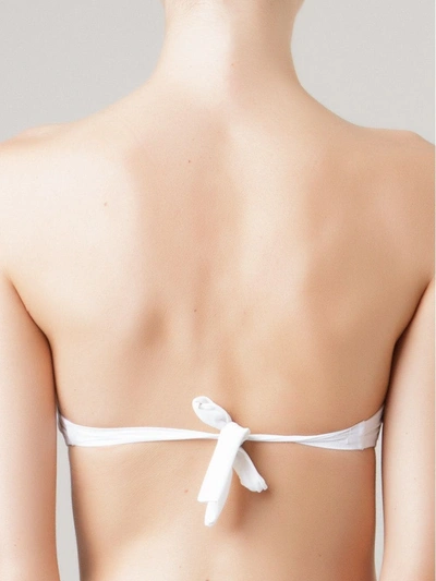 Shop Amir Slama Ruffled Trim Bandeau Bikini Top In White