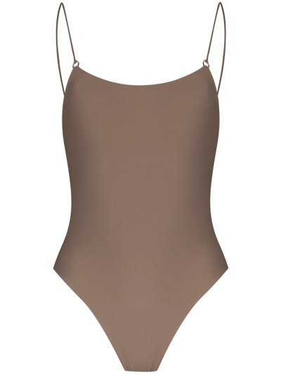 Shop Jade Swim Hinge Scoop-back Swimsuit In Neutrals