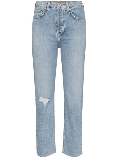 Shop Re/done Stove Distressed Straight-leg Jeans In Blue