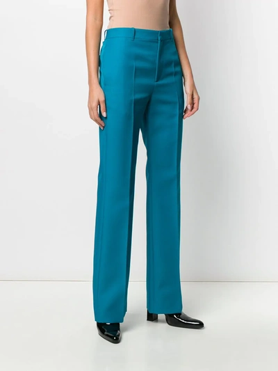 Shop Balenciaga Straight Leg Tailored Trousers In Blue