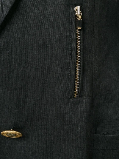Pre-owned Versace 1990s Zip Detail Blazer In Blue