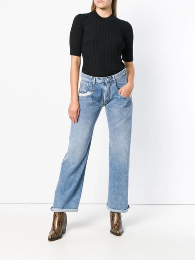 Shop Maison Margiela Contrast-pocket Straight-leg Jeans In Blue