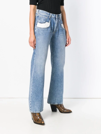 Shop Maison Margiela Contrast-pocket Straight-leg Jeans In Blue