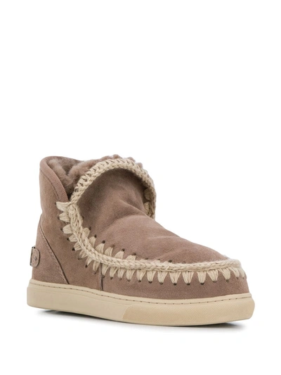 Mou Eskimo Sneakers Ankle Boots In Camel Color In Grey