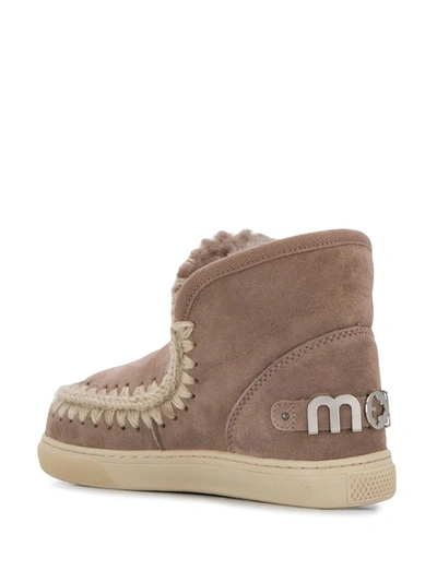 Mou Eskimo Sneakers Ankle Boots In Camel Color In Grey