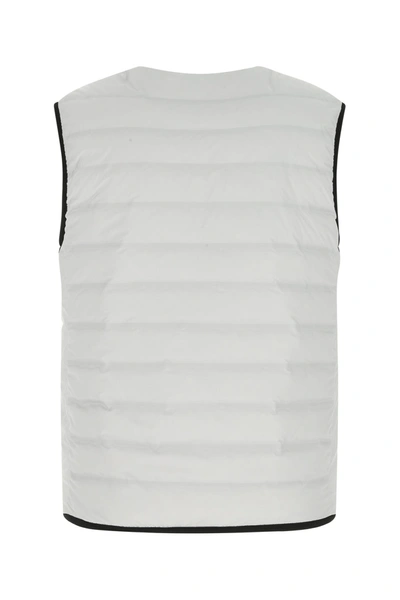 Shop Prada Chalk Polyester Reversible Sleeveless Down Jacket  White  Uomo Xl