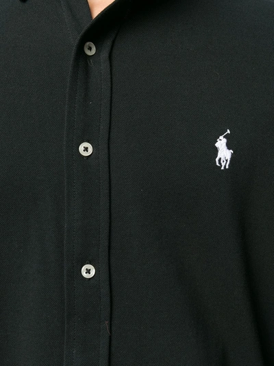 Shop Polo Ralph Lauren Logo Embroidered Button-down Shirt In Black