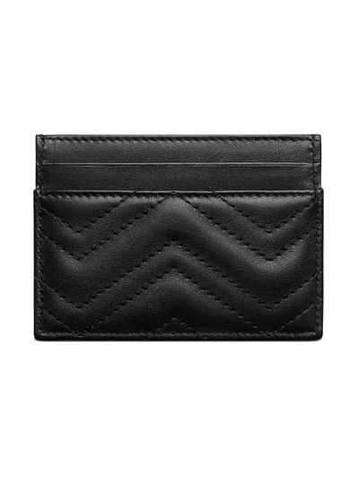 Shop Gucci Gg Marmont Leather Cardholder In Black