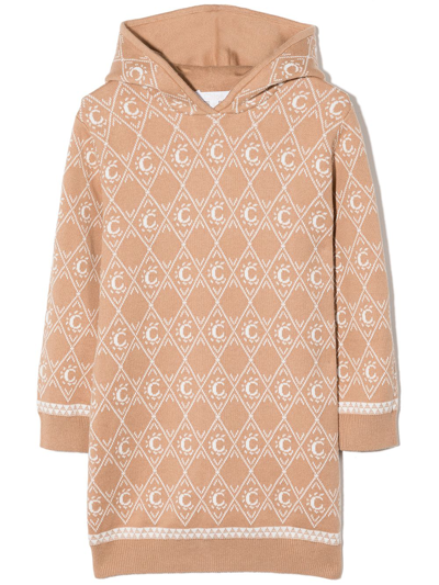 Chloé Monogram-pattern Knitted Jumper Dress In Neutrals