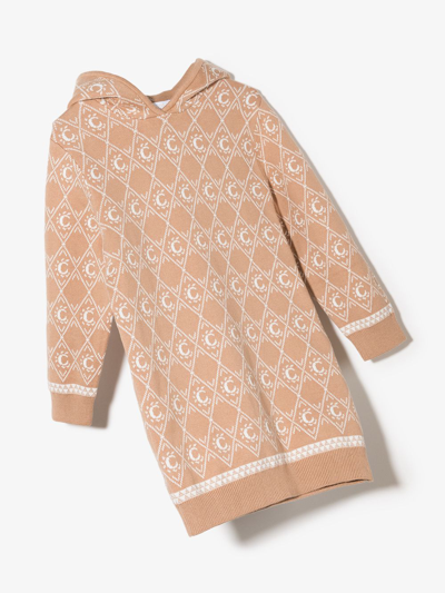 Chloé Monogram-pattern Knitted Jumper Dress In Neutrals