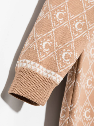 Chloé Monogram-pattern Knitted Jumper Dress In Neutrals