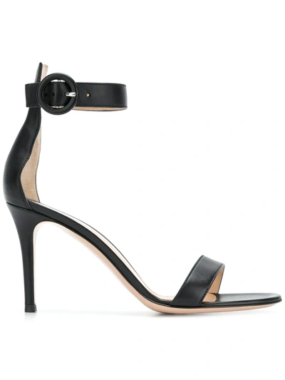 Gianvito Rossi Portofino 85 Patent-leather Sandals In Black | ModeSens