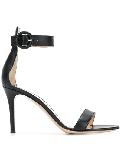 Gianvito Rossi Portofino 70mm Leather Sandals In Black