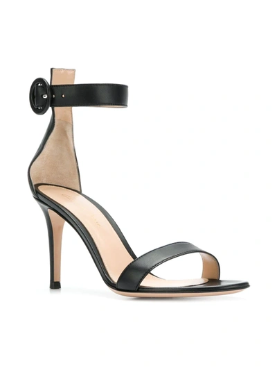 Gianvito Rossi Portofino 70mm Leather Sandals In Black