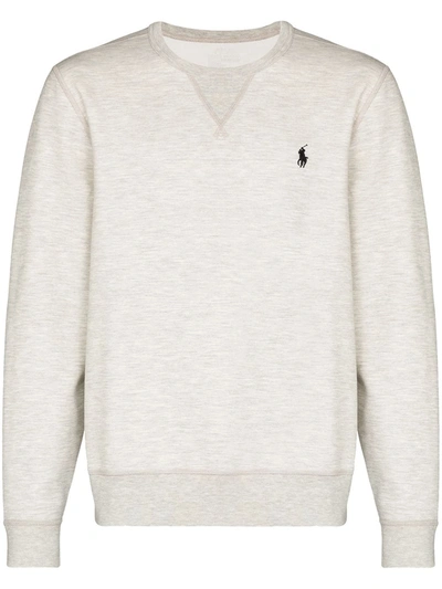 Shop Polo Ralph Lauren Logo-embroidered Sweatshirt In Grey