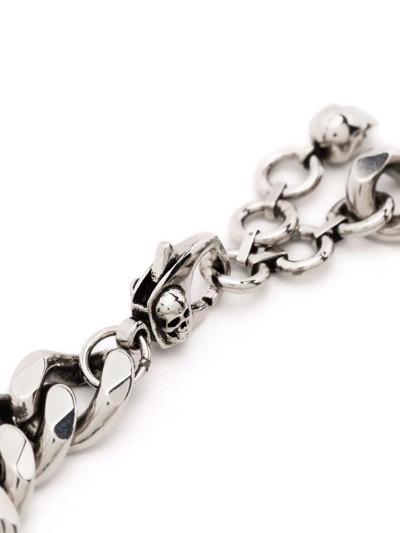 Shop Alexander Mcqueen Logo-plaque Chain-link Bracelet In Silber