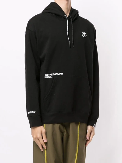 Shop Aape By A Bathing Ape Aape Now Micro-print Hoodie In Black