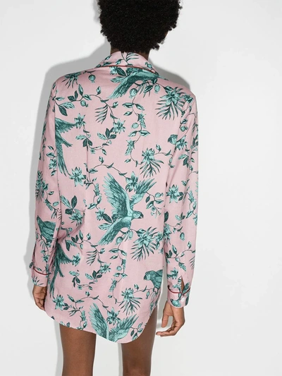 Shop Desmond & Dempsey Bromley Parrot-print Cotton Pyjama Set In Pink