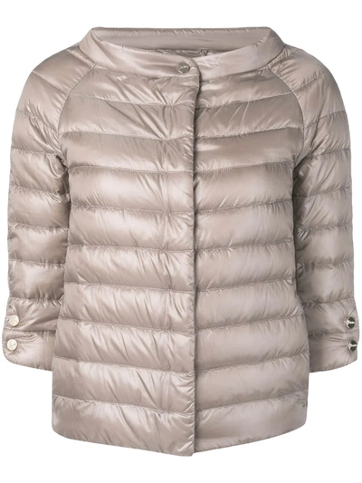 Shop Herno 3/4 Sleeve Padded Jacket In Neutrals