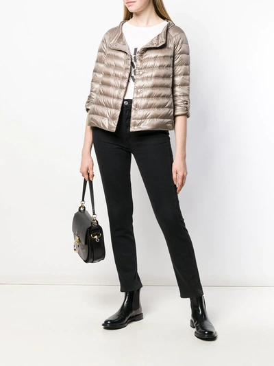 Herno 3/4 Sleeve Padded Jacket In Neutrals