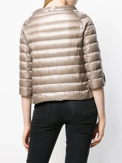 Shop Herno 3/4 Sleeve Padded Jacket In Neutrals