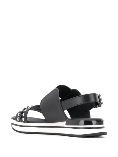 Shop Hogan Embellished Flat Sandals In Black