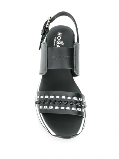 Shop Hogan Embellished Flat Sandals In Black