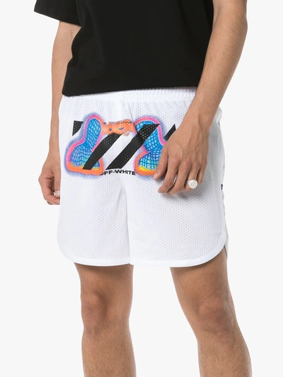 Shop Off-white Thermal Print Mesh Shorts In White
