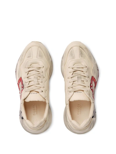 Shop Gucci Rhyton Sneaker With Mouth Print In White