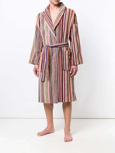 Paul Smith Mens Signature Stripe Woven Cotton Dressing Gown In Multicolour