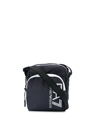 Shop Ea7 Zipped Logo Messenger Bag In Blue