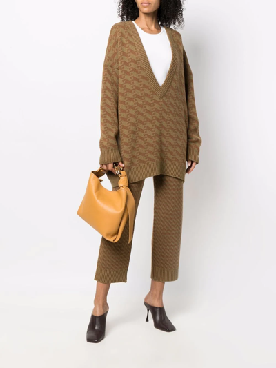 Jejia V-neck Jacquard Sweater In Brown