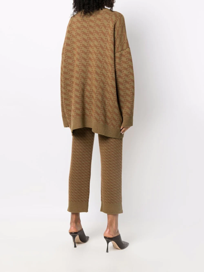 Shop Jejia Jacquard V-neck Knitted Jumper In Brown