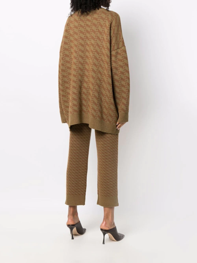 Jejia V-neck Jacquard Sweater In Brown