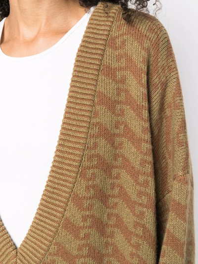 Jejia V-neck Jacquard Sweater In Brown