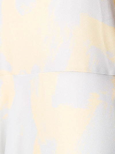 Shop Proenza Schouler Brush Print Cowl-back Dress In Butter/grey Big Brush