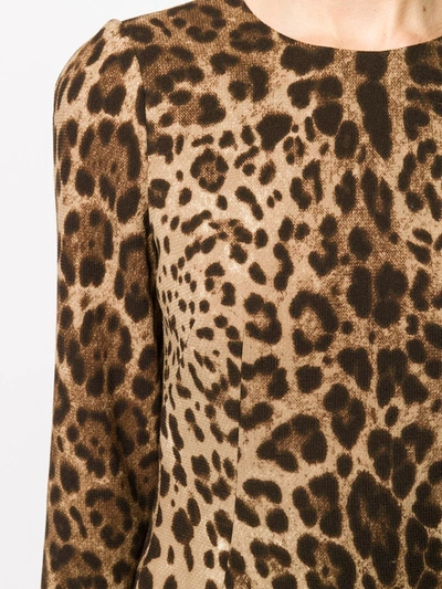 Dolce & Gabbana Short Leopard Print Dress In Double Crêpe In Neutrals
