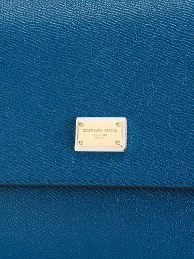 Shop Dolce & Gabbana Medium Sicily Leather Top-handle Ba In Blue