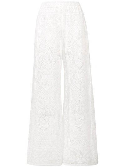 Shop Dolce & Gabbana Crochet Palazzo Pants In White