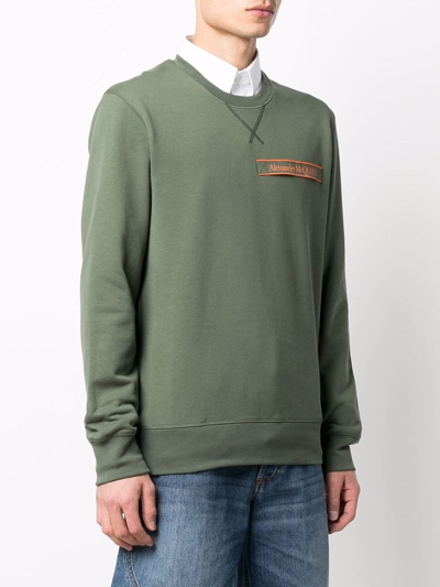 Shop Alexander Mcqueen Logo Patch Crew-neck Sweatshirt In 绿色