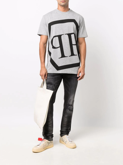 Philipp Plein Logo-print Short-sleeved T-shirt In Grey