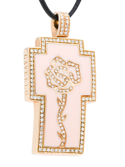 Shop Gavello 18kt Rose Gold Tattoo Cross Diamond Necklace In Pink