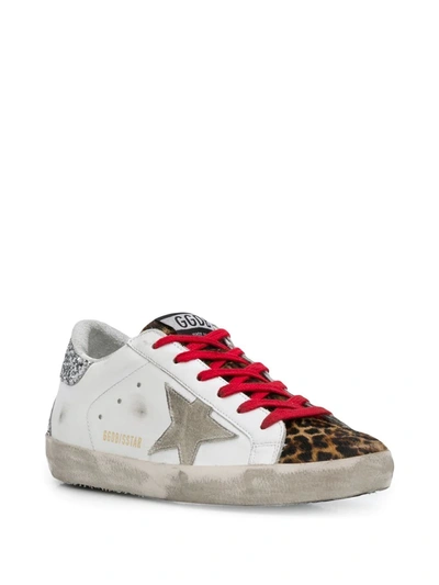 Shop Golden Goose Super-star Leopard-print Sneakers In White