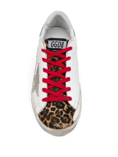 Shop Golden Goose Super-star Leopard-print Sneakers In White